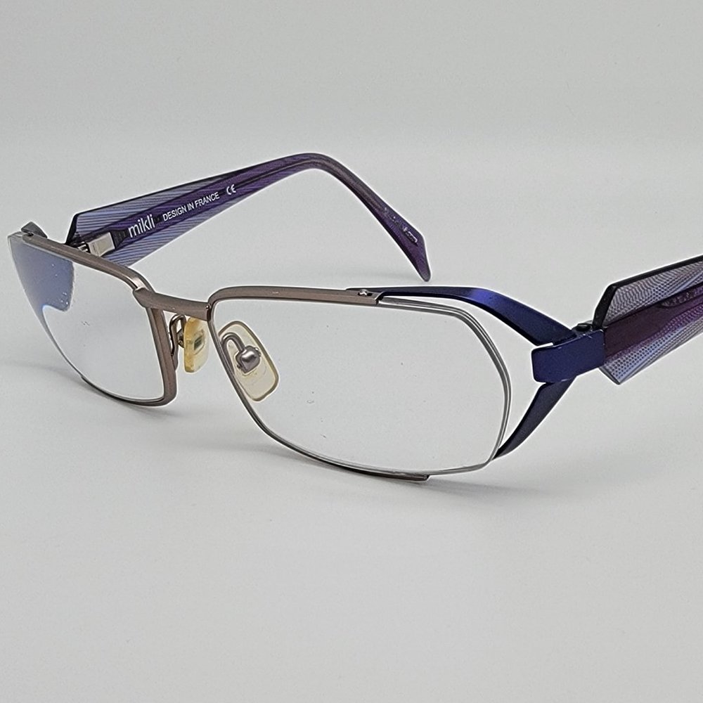 Alain Mikli ML1021 0043 Blue Purple Silver Semi Rimless Eyeglasses Frame 53mm
